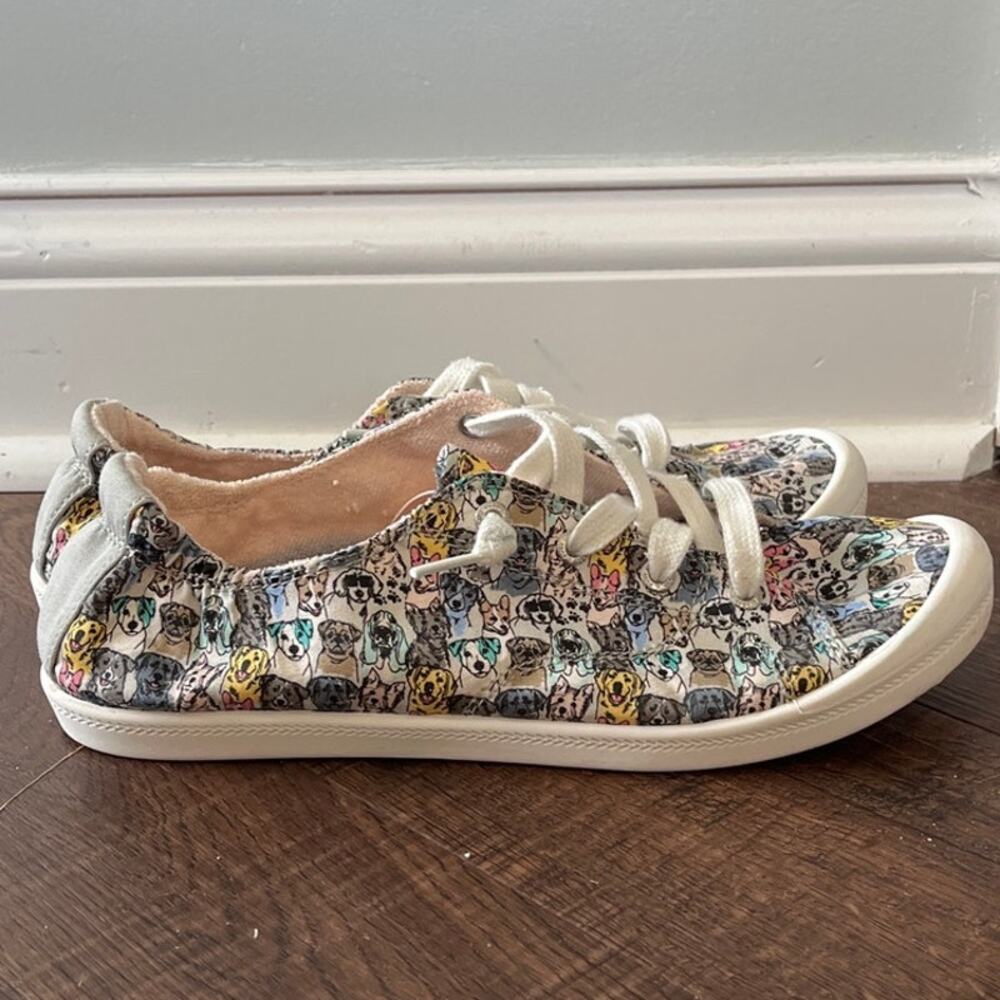 BOBS from Skechers Women's B Cute - "Paws" Print Canvas Sneakers Size 10 - Picture 4 of 6